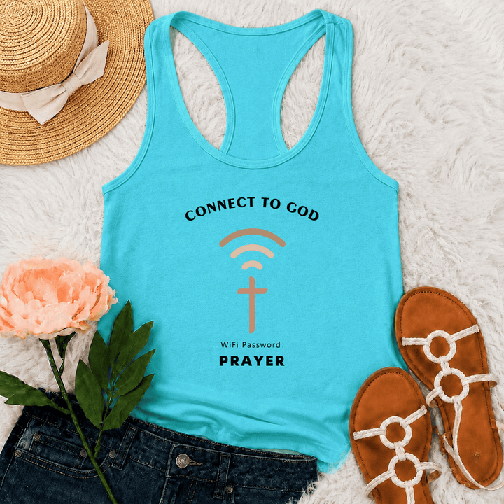 Christianartworkshop Verbinde dich mit Gott WLAN-Signal Kreuz Grafik WLAN-Passwort Gebet Lässiges inspirierendes Racerback-Tanktop - Minze - 2XL - image 3