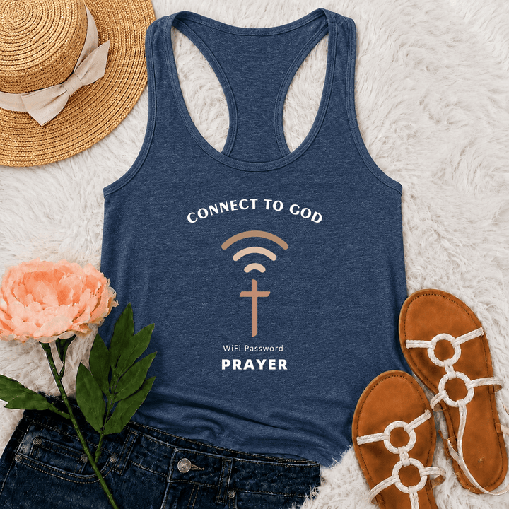 Christianartworkshop Verbinde dich mit Gott – WLAN-Signalkreuz-Grafik – WLAN-Passwort-Gebet – Lässiges, inspirierendes Racerback-Tanktop - Marineblau - 2XL - image 21