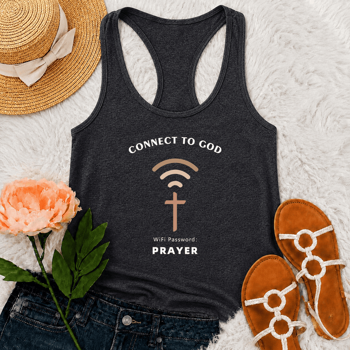 Christianartworkshop Verbinde dich mit Gott WLAN-Signal Kreuz Grafik WLAN-Passwort Gebet Lässiges inspirierendes Racerback-Tanktop - Grau - 2XL - image 12