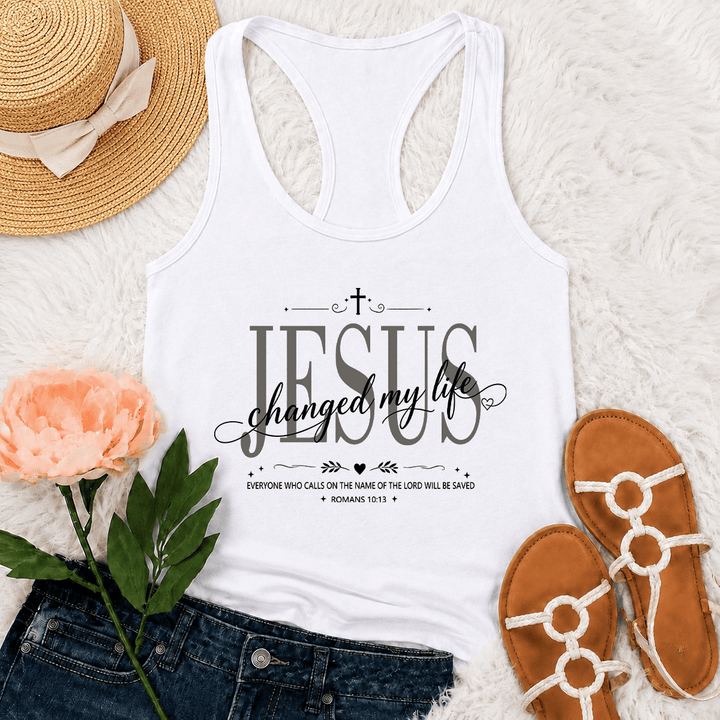 Christianartworkshop Jesus hat mein Leben verändert – Tanktop mit zweifarbigem Kreuz und Herzmotiv, Römer 10,13, dekorativer Rahmen - Weiß - 2XL - image 12