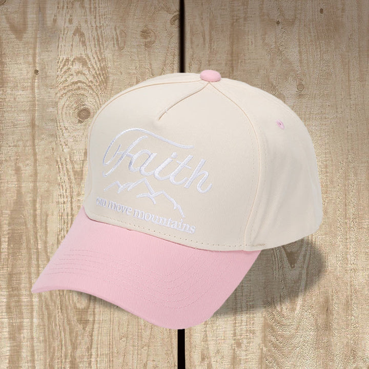 Christianartworkshop „Glaube kann Berge versetzen“ – Baseballkappe mit geschwungener Bergumriss-Stickerei vorne, zweifarbig, verstellbar - Rosa - image 10