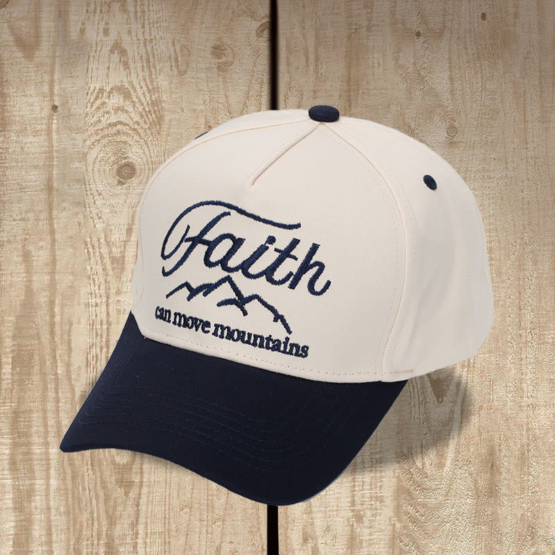 Christianartworkshop „Glaube kann Berge versetzen“ – Baseballkappe mit geschwungener Bergumriss-Stickerei vorne, zweifarbig, verstellbar - Marineblau - image 8