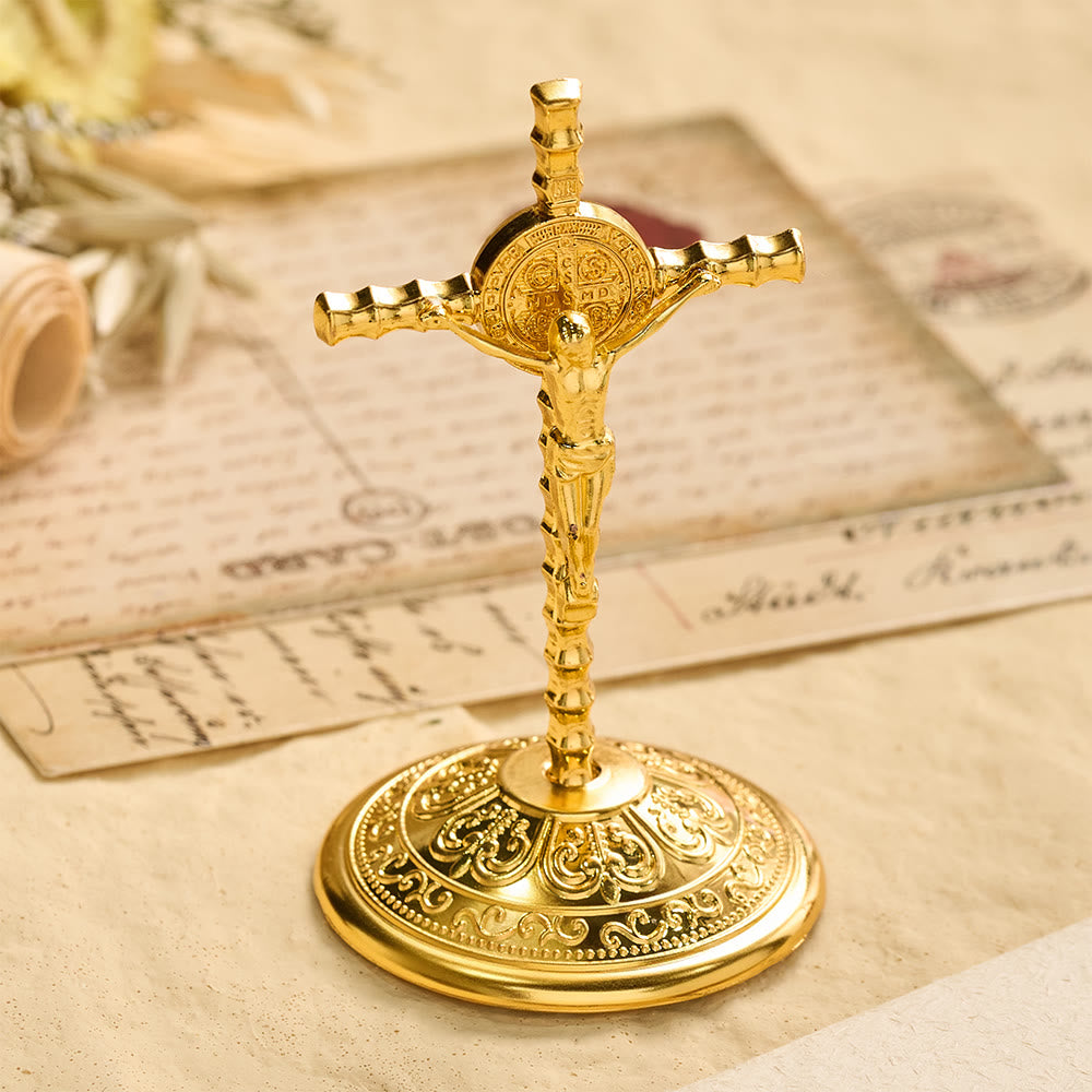 Christianartworkshop St. Benedikt INRI Kreuz als Tischdekoration: Ein tägliches Symbol für heiligen Schutz und Erlösung - image 0