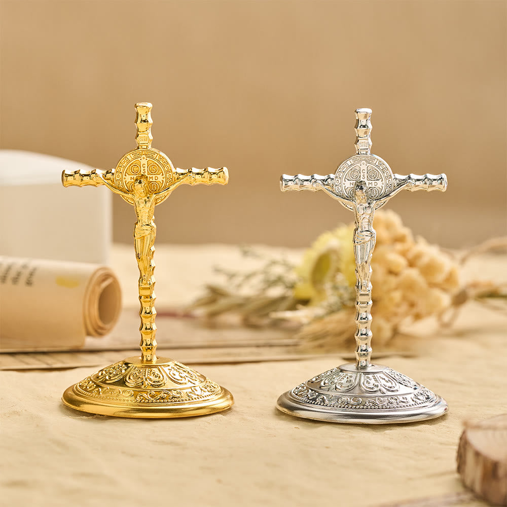 Christianartworkshop St. Benedikt INRI Kreuz als Tischdekoration: Ein tägliches Symbol für heiligen Schutz und Erlösung - image 1