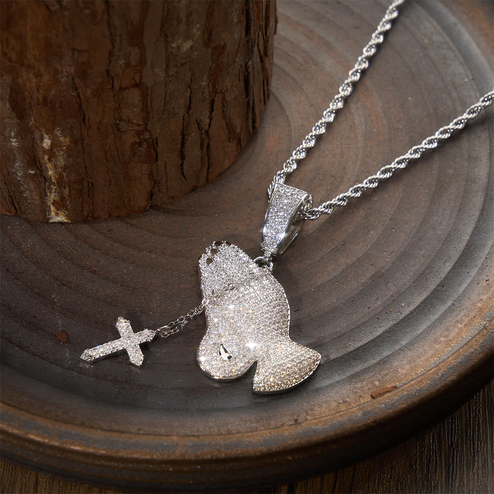 Christianartworkshop Vollständig mit Pavé-Fassung besetzter Anhänger mit hängendem Kreuz: Zeitloses Symbol aufrichtigen, frommen Gebets - image 5