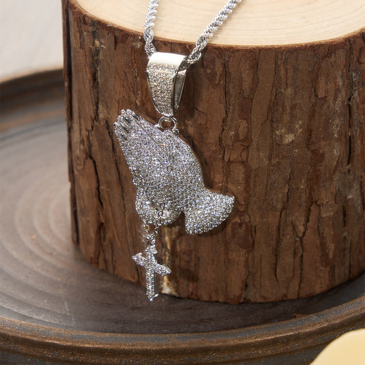 Christianartworkshop Vollständig mit Pavé-Fassung besetzter Anhänger mit hängendem Kreuz: Zeitloses Symbol aufrichtigen, frommen Gebets - image 4