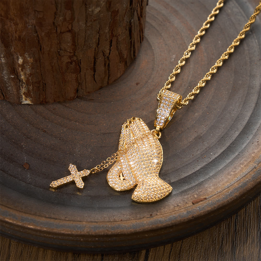 Christianartworkshop Vollständig mit Pavé-Fassung besetzter Anhänger mit hängendem Kreuz: Zeitloses Symbol aufrichtigen, frommen Gebets - image 2