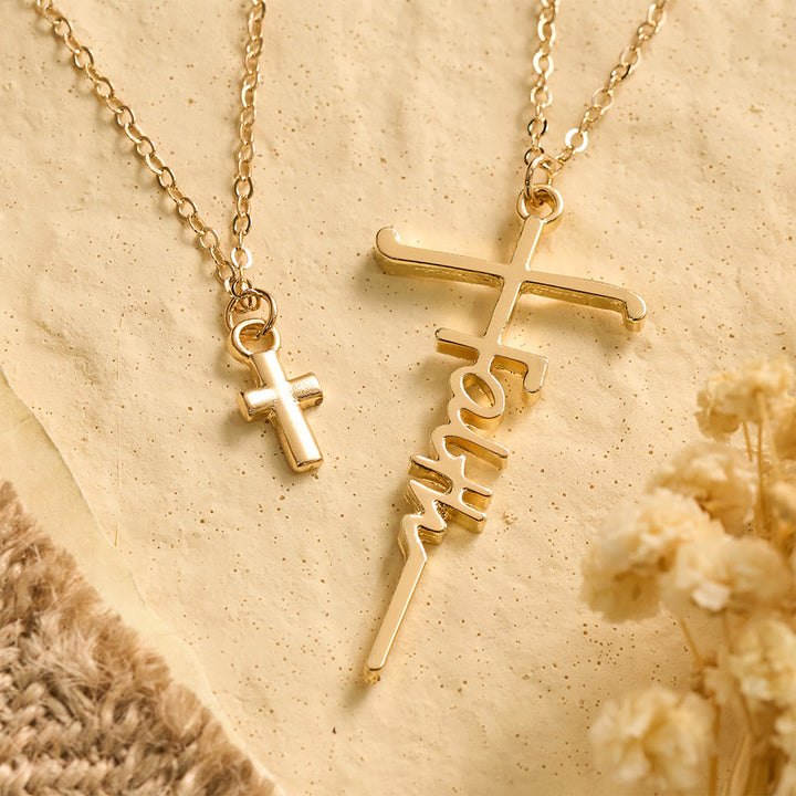 Christianartworkshop Doppelte Kette mit gestapeltem Glaubenskreuz: Zeitloses Symbol aufrichtigen, frommen Gebets - image 3