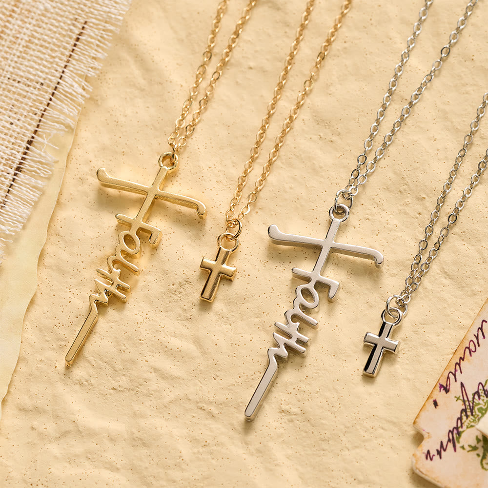 Christianartworkshop Doppelte Kette mit gestapeltem Glaubenskreuz: Zeitloses Symbol aufrichtigen, frommen Gebets - image 1