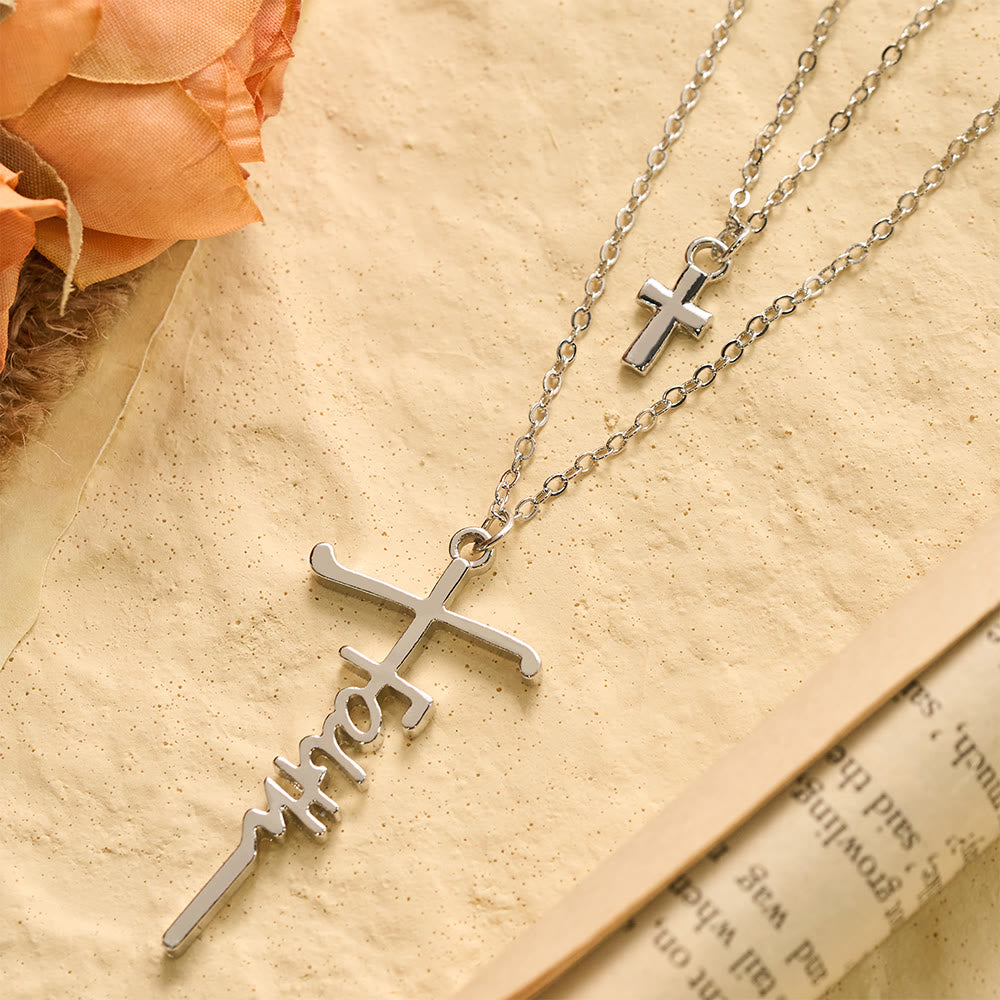 Christianartworkshop Doppelte Kette mit gestapeltem Glaubenskreuz: Zeitloses Symbol aufrichtigen, frommen Gebets - Silber - image 4