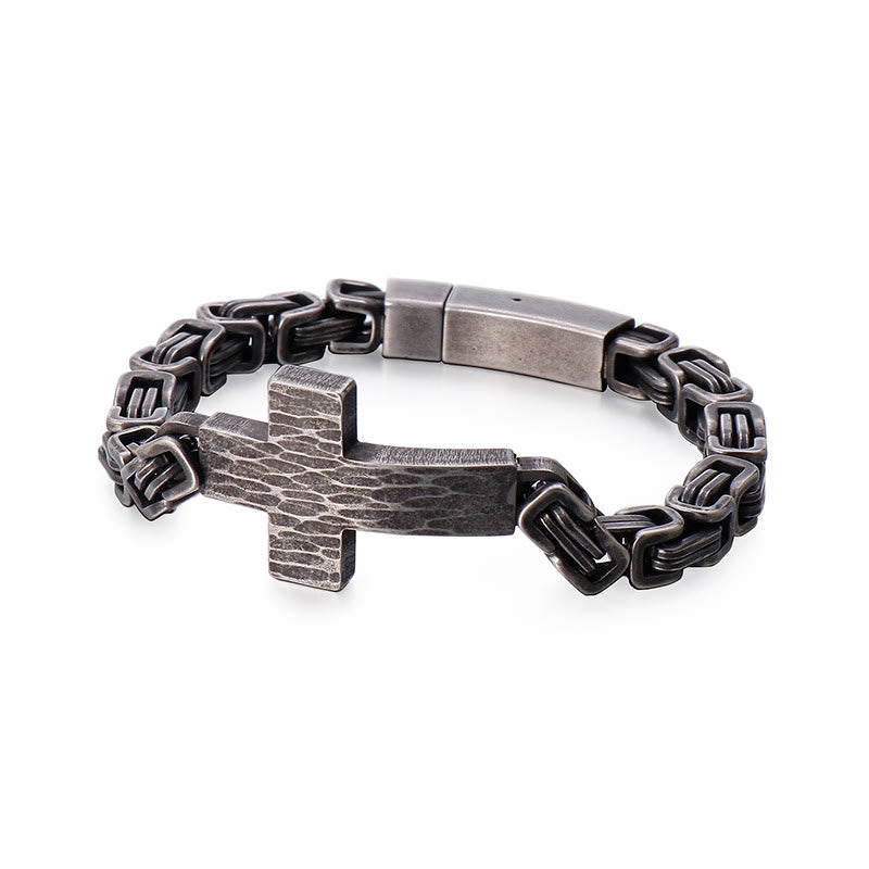 Christianartworkshop Armband mit gehämmertem, flachem Kreuz: Personalisiertes Symbol unerschütterlichen Glaubens an den Himmel - Grau - image 6