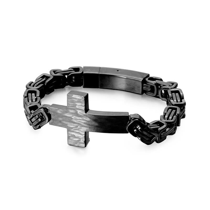 Christianartworkshop Armband mit gehämmertem, flachem Kreuz: Personalisiertes Symbol unerschütterlichen Glaubens an den Himmel - Schwarz - image 4
