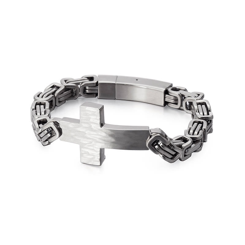 Christianartworkshop Armband mit gehämmertem, flachem Kreuz: Personalisiertes Symbol unerschütterlichen Glaubens an den Himmel - Silber - image 5
