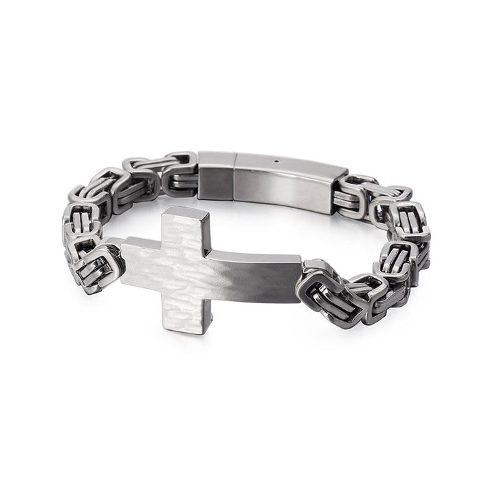 Christianartworkshop Armband mit gehämmertem, flachem Kreuz: Personalisiertes Symbol unerschütterlichen Glaubens an den Himmel - Silber - image 5