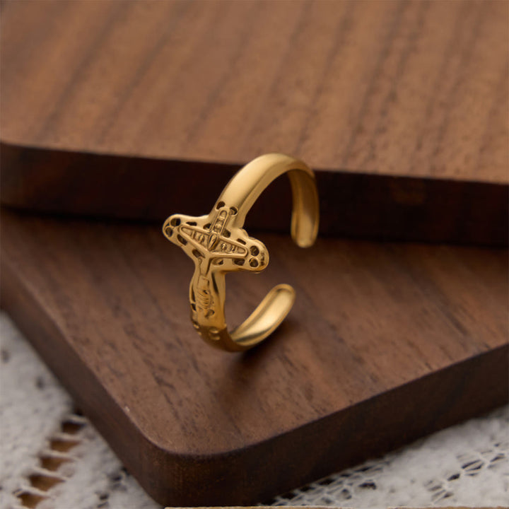 Christianartworkshop Verstellbarer offener Ring mit hohlem Kruzifix: Personalisiertes Symbol unerschütterlichen himmlischen Glaubens - image 2