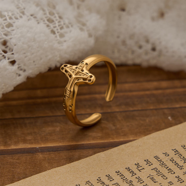 Christianartworkshop Verstellbarer offener Ring mit hohlem Kruzifix: Personalisiertes Symbol unerschütterlichen himmlischen Glaubens - image 3