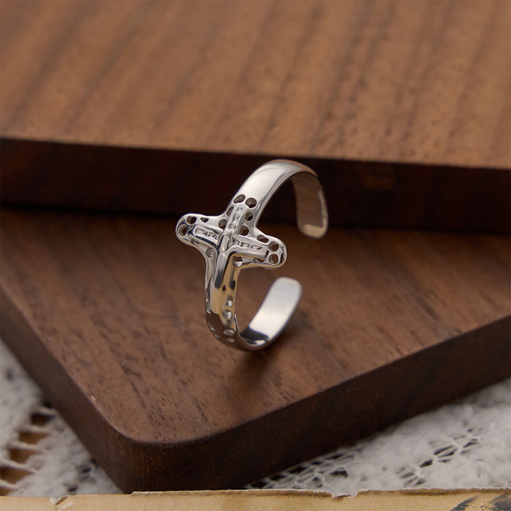 Christianartworkshop Verstellbarer offener Ring mit hohlem Kruzifix: Personalisiertes Symbol unerschütterlichen himmlischen Glaubens - image 5