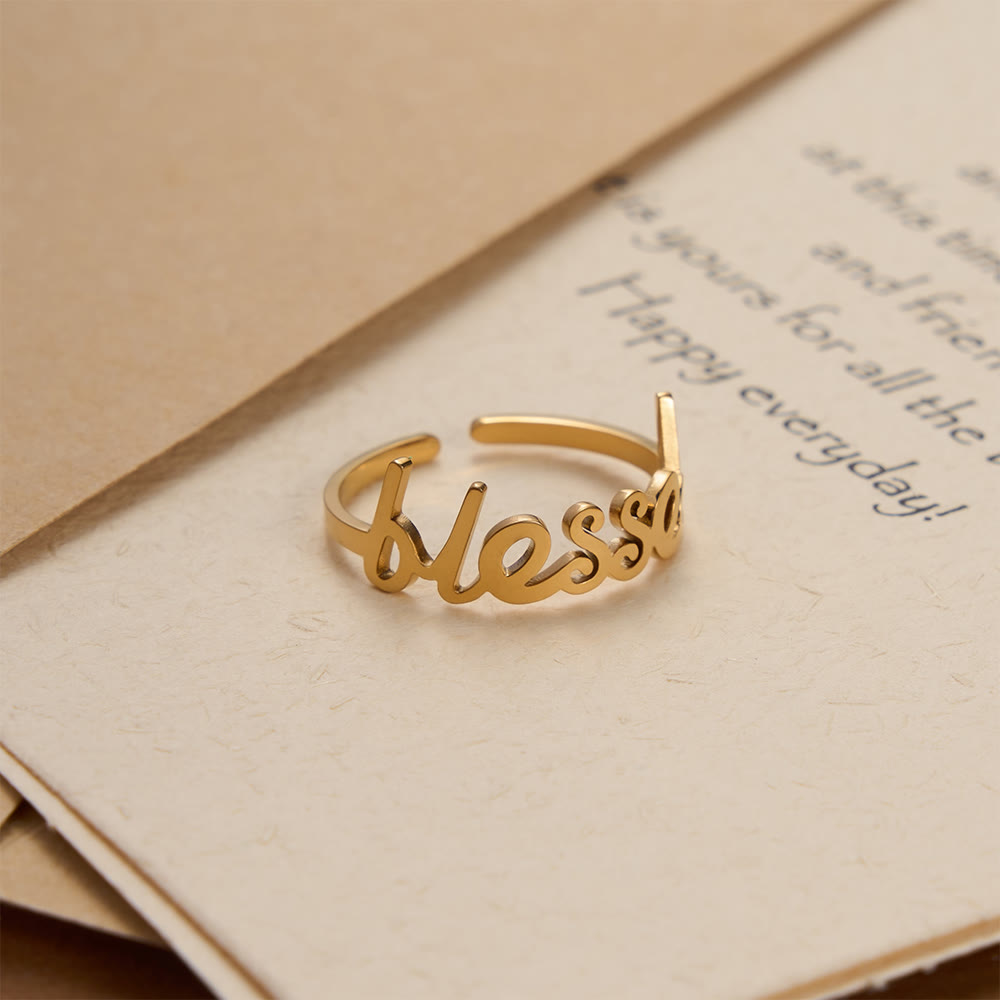 Christianartworkshop Verstellbarer Ring mit geschwungenem „Gesegnetes Wort“: Personalisiertes Symbol unerschütterlichen Glaubens an den Himmel - image 4