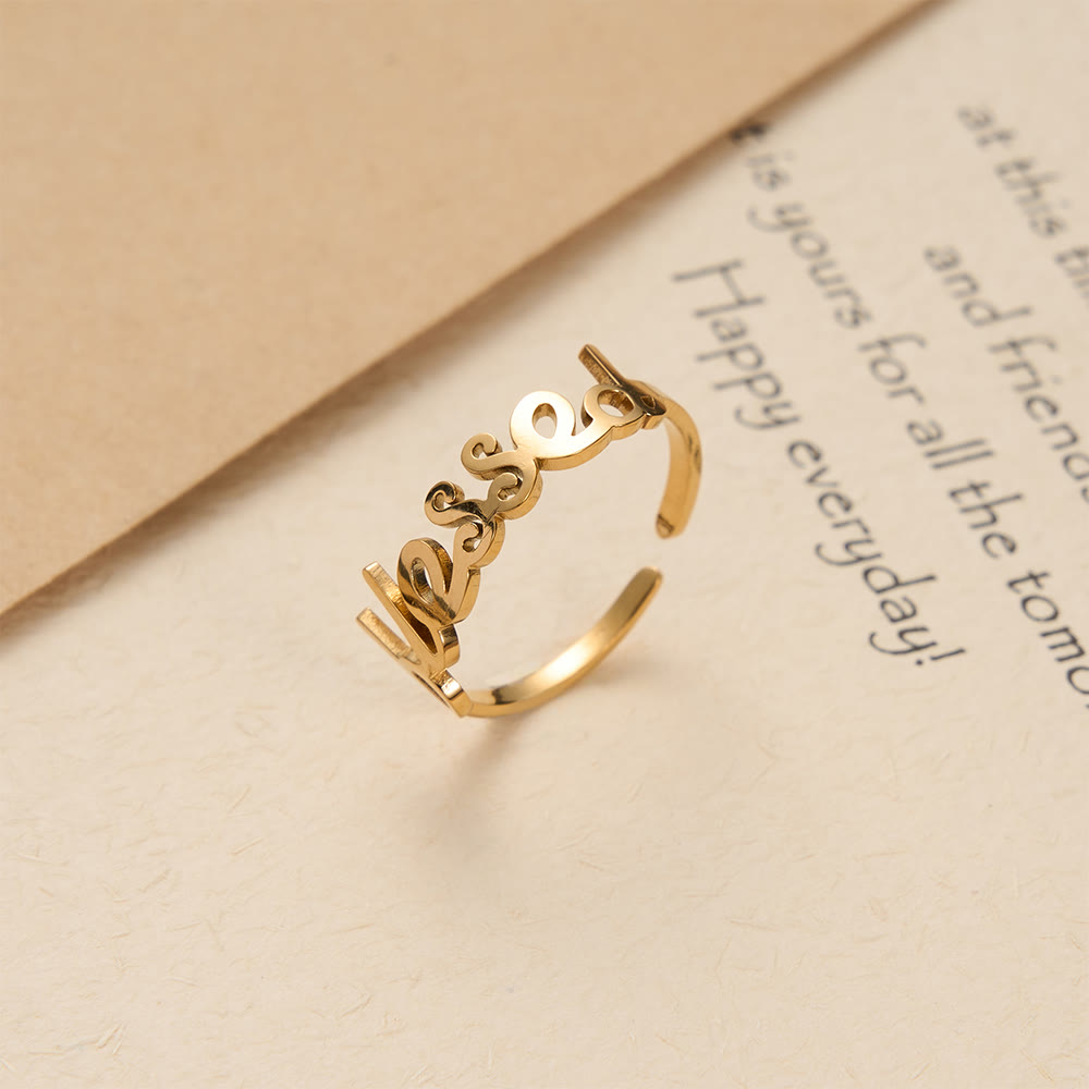 Christianartworkshop Verstellbarer Ring mit geschwungenem „Gesegnetes Wort“: Personalisiertes Symbol unerschütterlichen Glaubens an den Himmel - image 2
