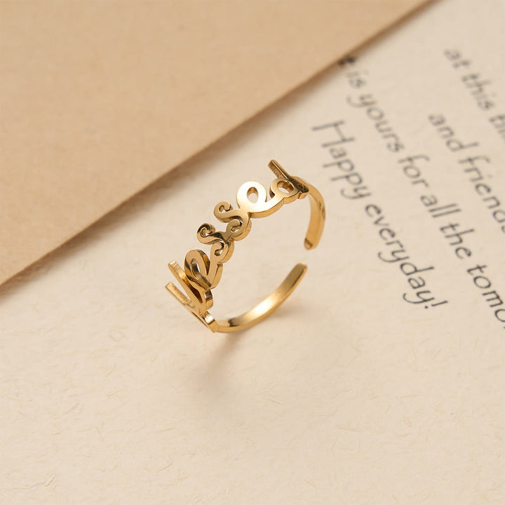 Christianartworkshop Verstellbarer Ring mit geschwungenem „Gesegnetes Wort“: Personalisiertes Symbol unerschütterlichen Glaubens an den Himmel - image 2