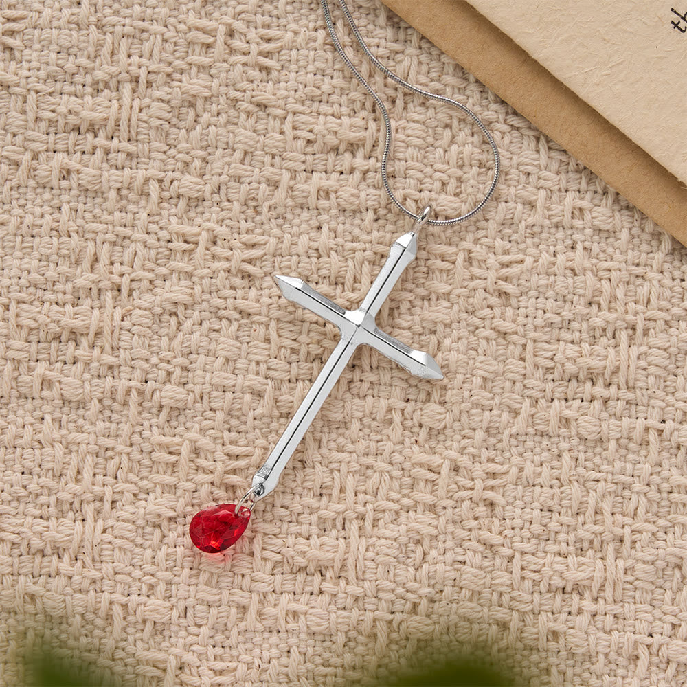 Christianartworkshop Schwertkreuz-Halskette mit rotem Zirkon-Anhänger: Ein heiliges Andenken für Gläubige - image 3