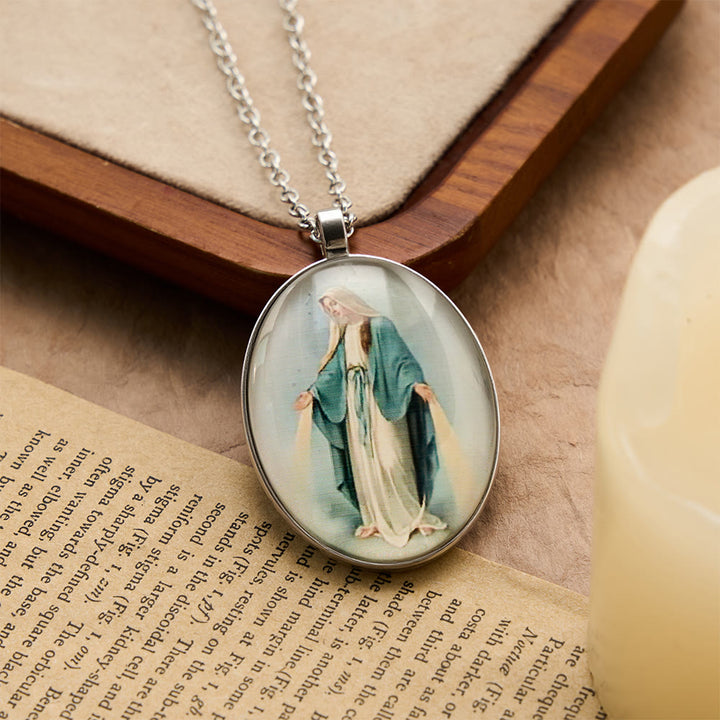 Christianartworkshop Gebet Jungfrau Maria Gesegneter Anhänger Wundertätige Medaille Halskette - Heilige Mutter Maria - image 0