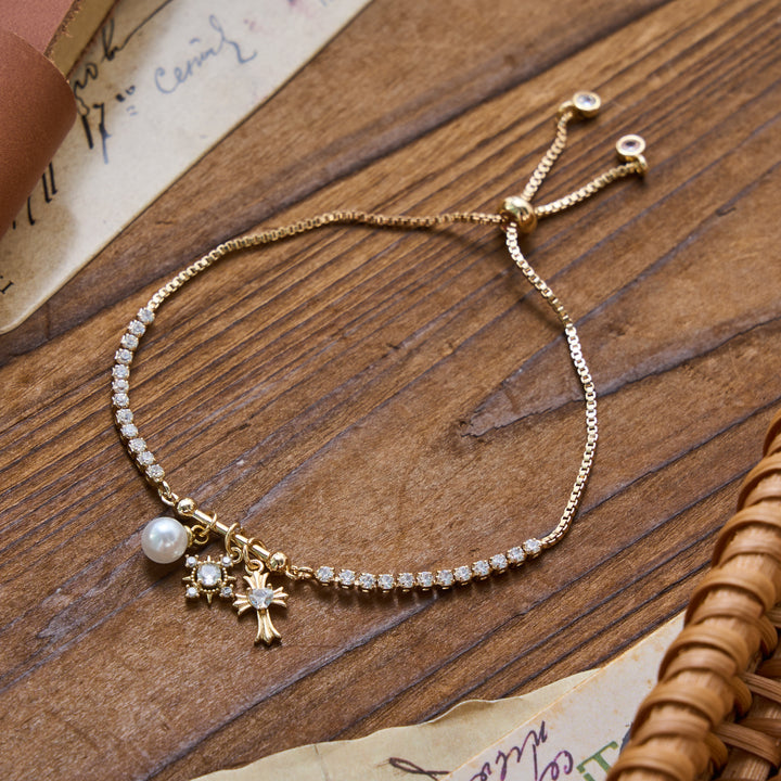 Christianartworkshop Armband mit Fleur-de-Lis-Kreuzanhänger: Personalisiertes Symbol des sanften himmlischen Friedens - Stil B - Golden - image 8