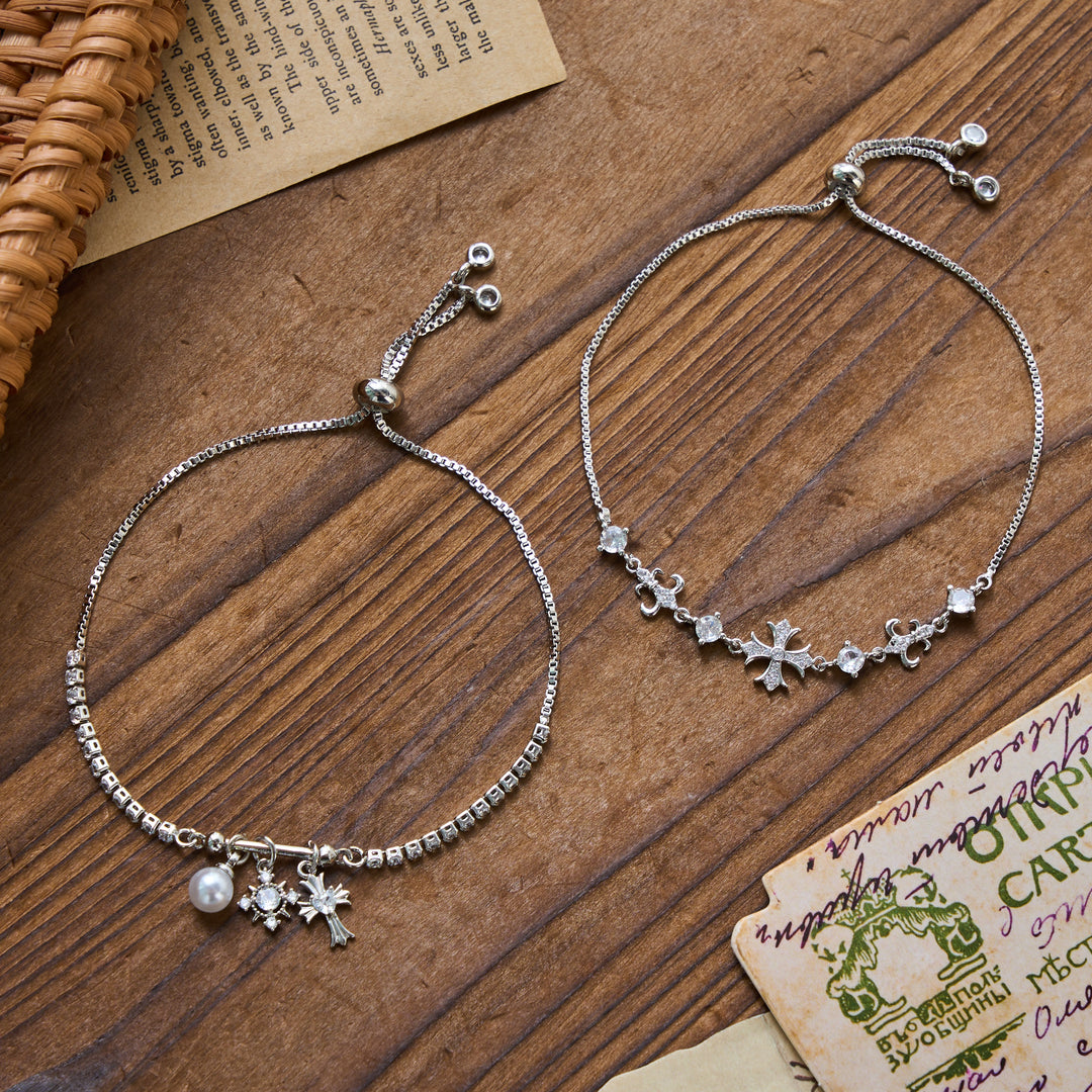 Christianartworkshop Armband mit Fleur-de-Lis-Kreuzanhänger: Personalisiertes Symbol des sanften himmlischen Friedens - Set mit 2 Stück - Silber - image 5