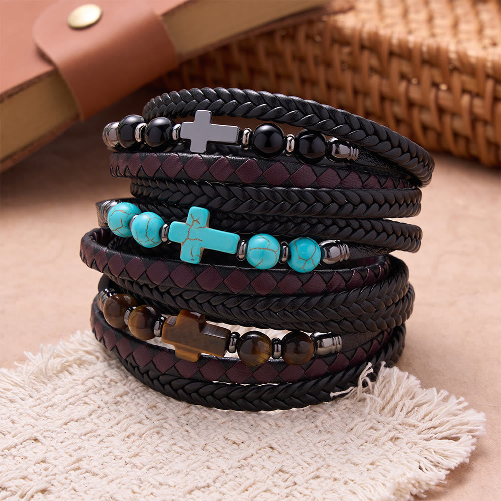 Christianartworkshop Geflochtenes Armband mit Natursteinkreuz: Personalisiertes Symbol beständiger göttlicher Zärtlichkeit - image 2