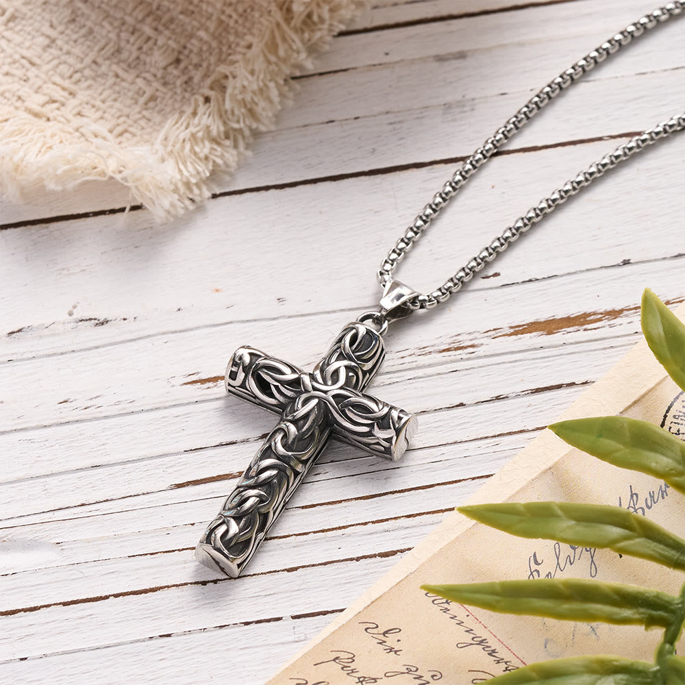Christianartworkshop Halskette mit Reliefkreuzanhänger in hohler, gedrehter Knotenform: Zeitloses Symbol sanfter himmlischer Fürsorge - image 4