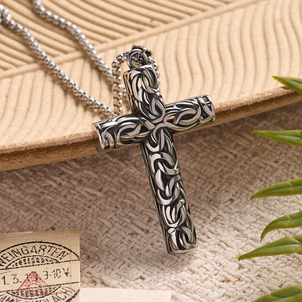 Christianartworkshop Halskette mit Reliefkreuzanhänger in hohler, gedrehter Knotenform: Zeitloses Symbol sanfter himmlischer Fürsorge - Silber - image 2