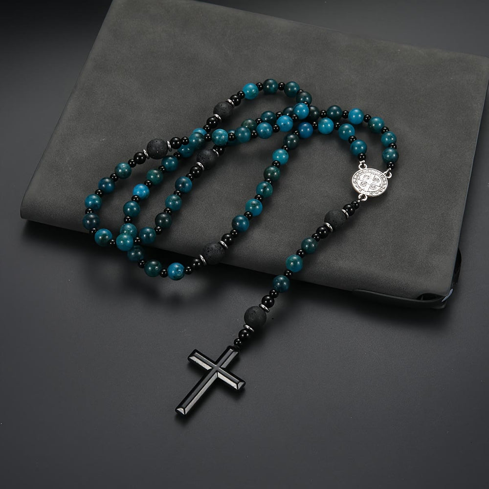 Christianartworkshop Rosenkranz aus blauem Tigerauge: Zeitloses Symbol sanfter himmlischer Fürsorge - image 1