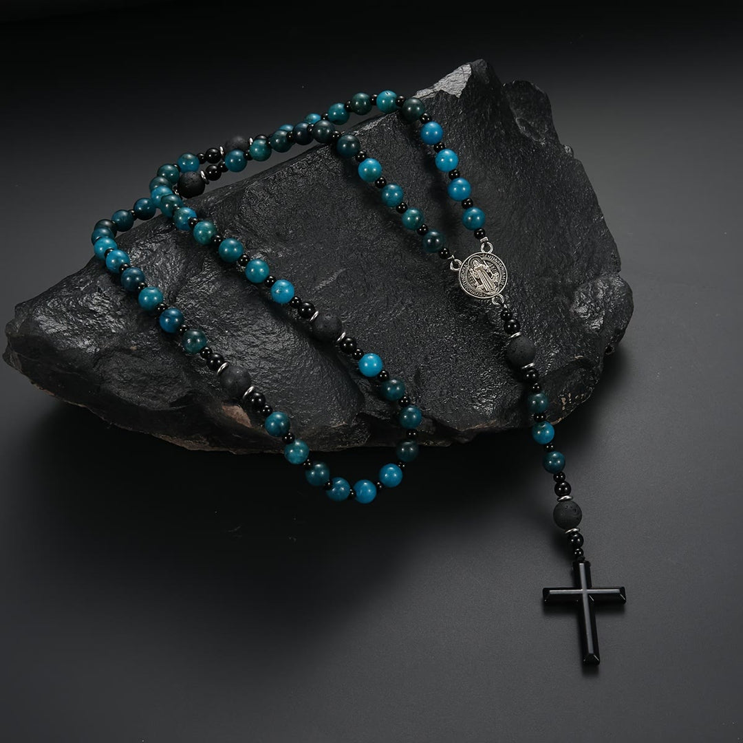 Christianartworkshop Rosenkranz aus blauem Tigerauge: Zeitloses Symbol sanfter himmlischer Fürsorge - image 2