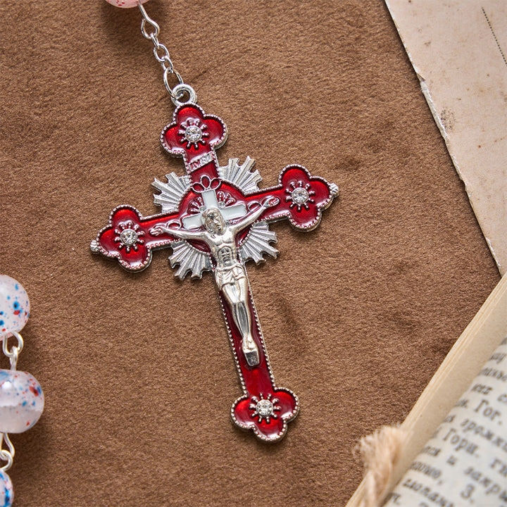 Christianartworkshop Rosenkranz mit gesprenkelten Perlen, patriotischem Stern, St.-Michael-Schildmedaillon, emailliertem Sternkreuz - image 7