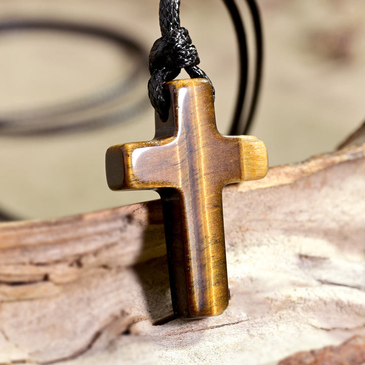 Christianartworkshop Tigeraugen-Kreuz-Halskette mit verstellbarer Kordel: Zeitloses Symbol sanfter himmlischer Beschützerschaft - image 7