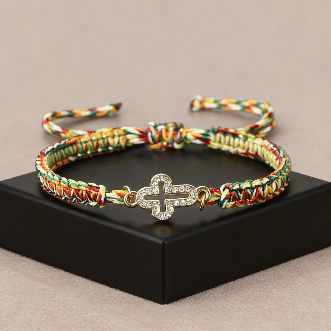 Christianartworkshop Heiliges Kreuz, gewebtes Armband: Personalisiertes Symbol beständiger göttlicher Zärtlichkeit - Mehrfarbig - image 0
