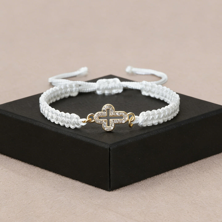 Christianartworkshop Heiliges Kreuz, gewebtes Armband: Personalisiertes Symbol beständiger göttlicher Zärtlichkeit - Weiß - image 4