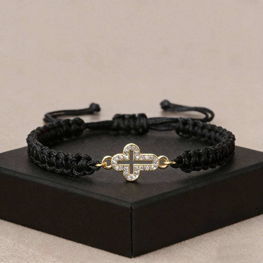 Christianartworkshop Heiliges Kreuz, gewebtes Armband: Personalisiertes Symbol beständiger göttlicher Zärtlichkeit - Schwarz - image 2