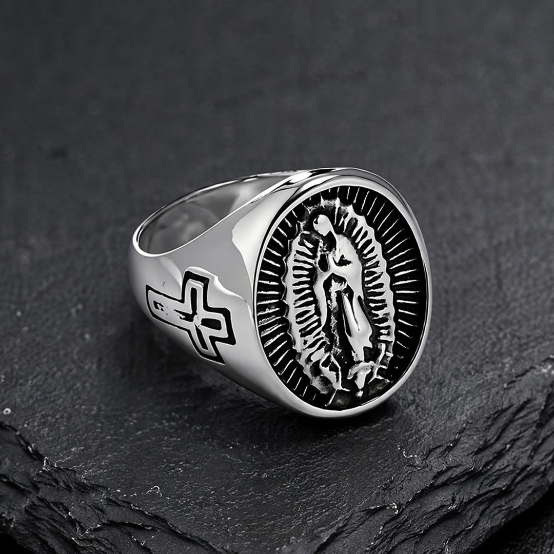 Christianartworkshop Statement-Ring mit dem Kreuz Unserer Lieben Frau von Guadalupe in tiefem Relief: Zeitloses Symbol unerschütterlichen, heiligen Glaubens - image 10