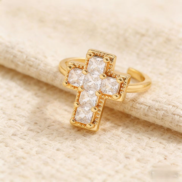 Christianartworkshop Verstellbarer Glaubensring mit mehrfarbigem Rahmen und Kreuz: Zeitloses Symbol unerschütterlichen, heiligen Glaubens - Weiß (Passend für US-Größen 7-11) - image 6