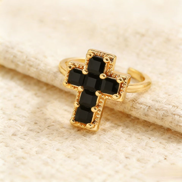 Christianartworkshop Verstellbarer Glaubensring mit mehrfarbigem Rahmen und Kreuz: Zeitloses Symbol unerschütterlichen, heiligen Glaubens - Schwarz (Passend für US-Größen 7-11) - image 13