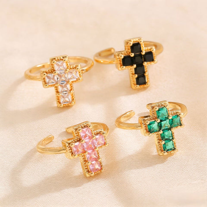 Christianartworkshop Verstellbarer Glaubensring mit mehrfarbigem Rahmen und Kreuz: Zeitloses Symbol unerschütterlichen, heiligen Glaubens - image 5