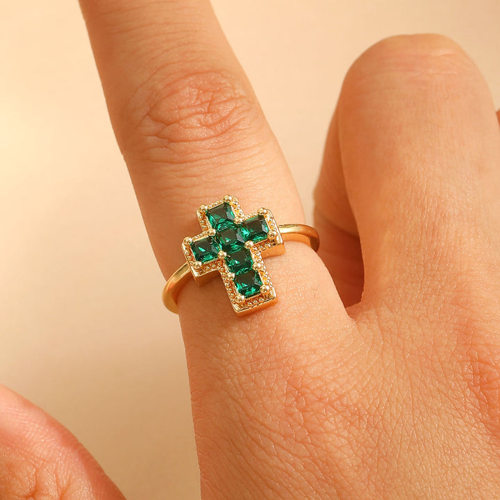 Christianartworkshop Verstellbarer Glaubensring mit mehrfarbigem Rahmen und Kreuz: Zeitloses Symbol unerschütterlichen, heiligen Glaubens - image 11