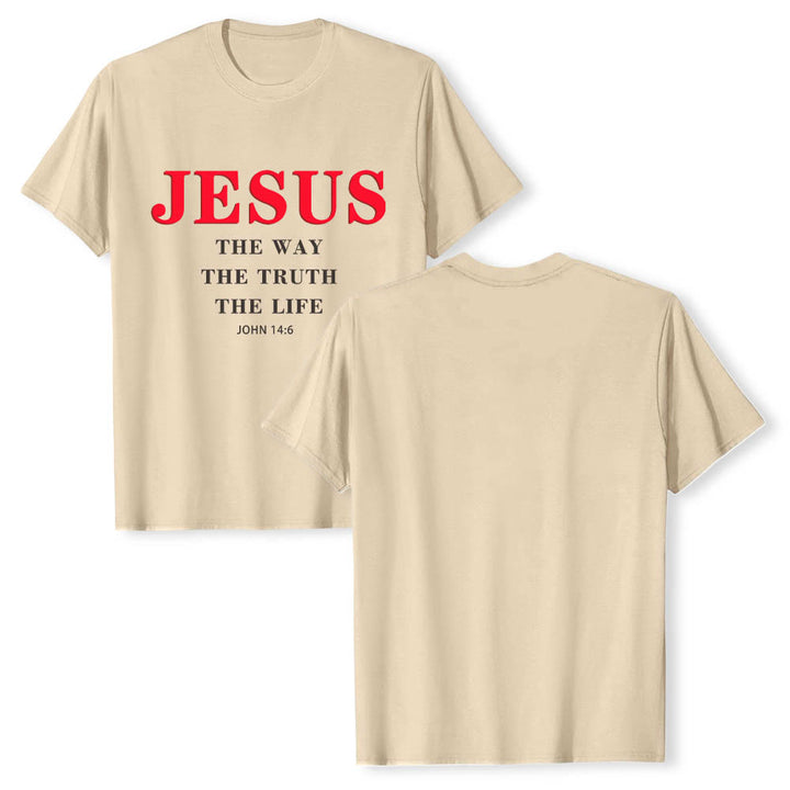 Christianartworkshop Hochwertiges Kurzarm-T-Shirt mit großem, fettem Serifenaufdruck: „Jesus – Der Weg, die Wahrheit, das Leben“ (Johannes 14,6). - image 19