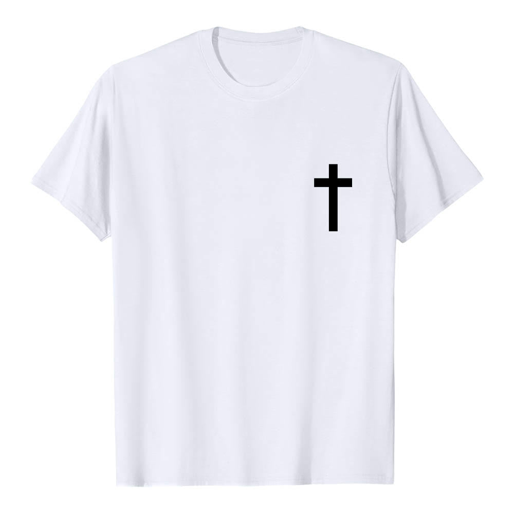 Christianartworkshop Premium Kurzarm-T-Shirt mit gekreuzten Vorder- und Rückseiten, vertikalem Used-Look und Aufdruck: JESUS ​​– Der Weg, die Wahrheit, das Leben - image 4