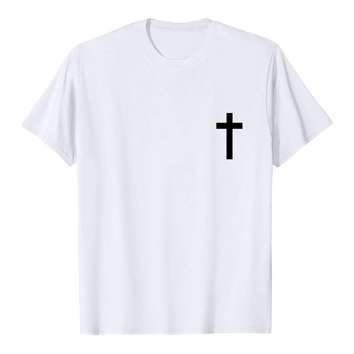 Christianartworkshop Premium Kurzarm-T-Shirt mit gekreuzten Vorder- und Rückseiten, vertikalem Used-Look und Aufdruck: JESUS ​​– Der Weg, die Wahrheit, das Leben - image 4