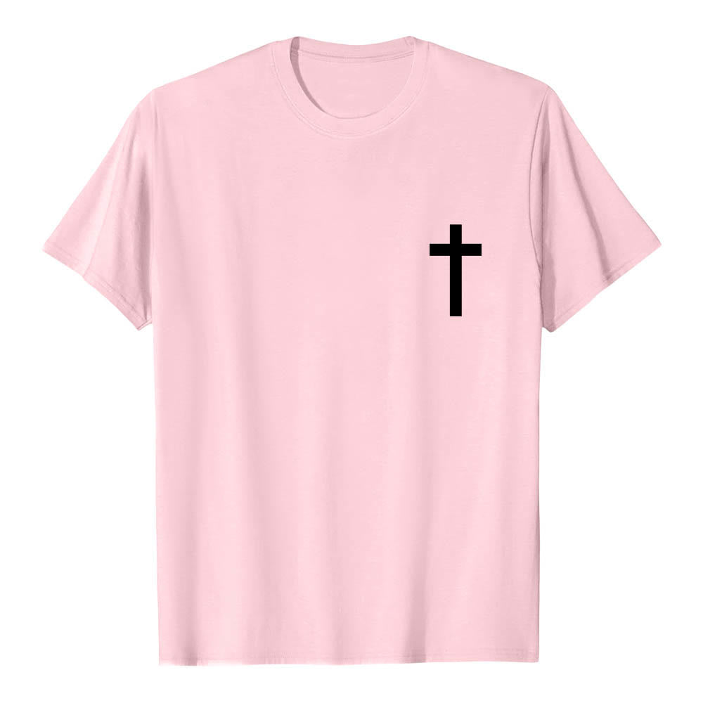 Christianartworkshop Premium Kurzarm-T-Shirt mit gekreuzten Vorder- und Rückseiten, vertikalem Used-Look und Aufdruck: JESUS ​​– Der Weg, die Wahrheit, das Leben - image 25
