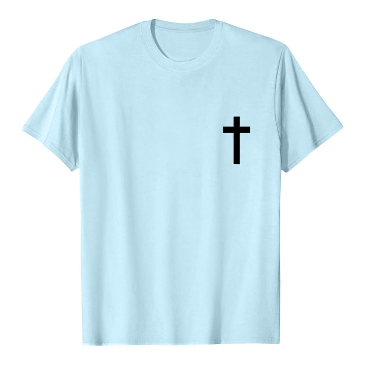 Christianartworkshop Premium Kurzarm-T-Shirt mit gekreuzten Vorder- und Rückseiten, vertikalem Used-Look und Aufdruck: JESUS ​​– Der Weg, die Wahrheit, das Leben - image 10