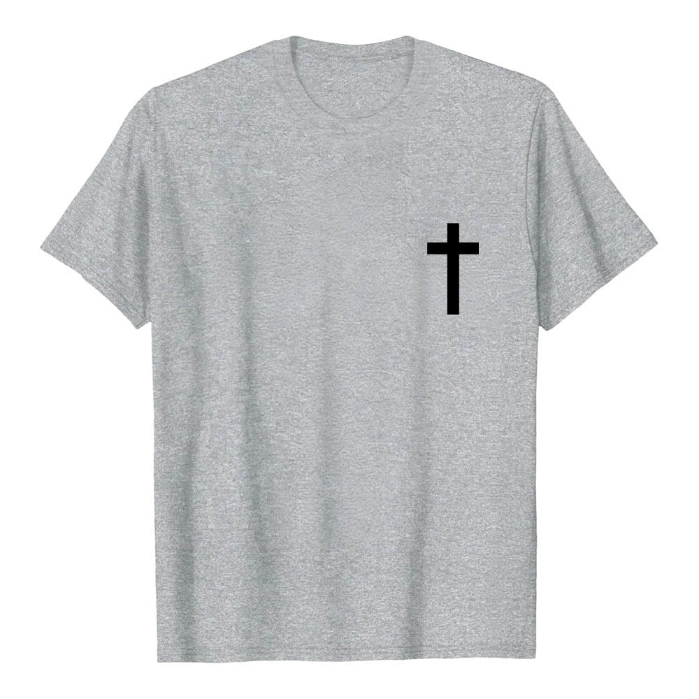 Christianartworkshop Premium Kurzarm-T-Shirt mit gekreuzten Vorder- und Rückseiten, vertikalem Used-Look und Aufdruck: JESUS ​​– Der Weg, die Wahrheit, das Leben - image 1