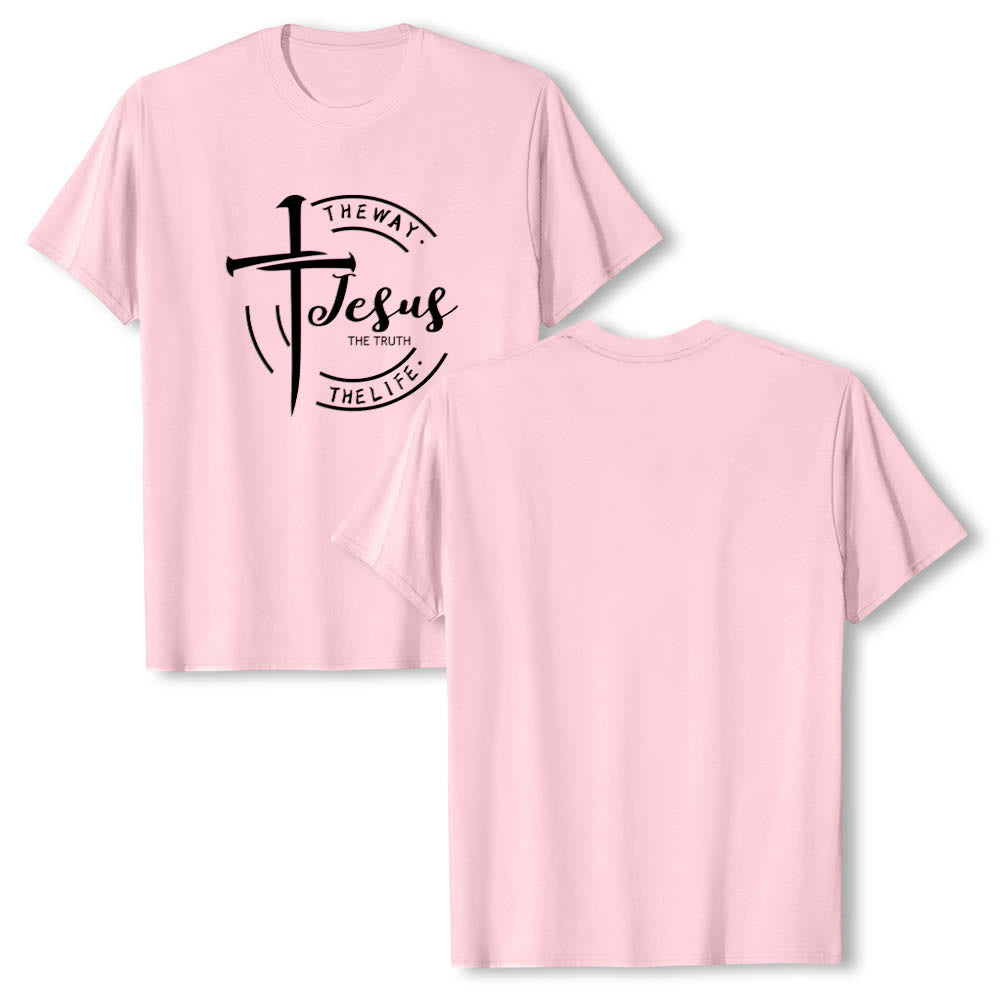Christianartworkshop Pinselstrich-Kreuz-Kreisrahmen Jesus Der Weg Die Wahrheit Das Leben Premium Kurzarm-T-Shirt - image 25